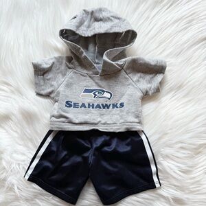 Build A Bear Gray Seahawks Hoodie and Navy Blue Shorts Set / Outfit - BAB